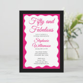 Fifty and Fabulous Pink and Black Script 招待状 (スタンド正面)