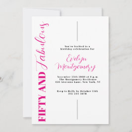 Fifty and Fabulous Pink Black 50th Birthday Party  招待状