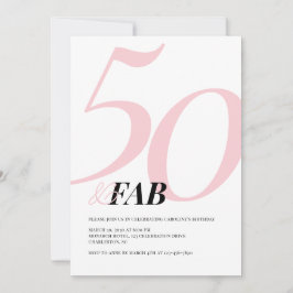 Fifty and Fabulous Pink Bold Birthday Invitation 招待状