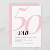 Fifty and Fabulous Pink Bold Birthday Invitation 招待状 (正面/裏面)