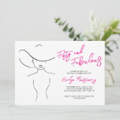 Fifty and Fabulous Pink Line Art Birthday Party  招待状 (スタンド正面)