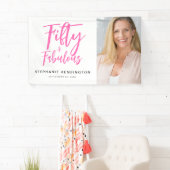 Fifty and Fabulous Pink Photo 50th Birthday Party 横断幕 (インサイチュ)