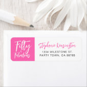 Fifty and Fabulous Pink Script 50th Birthday Party ラベル (インサイチュ)