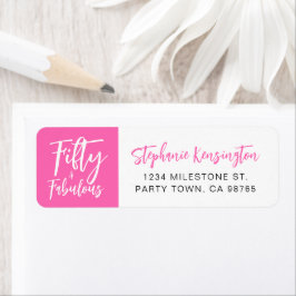 Fifty and Fabulous Pink Script 50th Birthday Party ラベル
