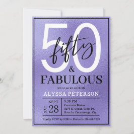 Fifty and Fabulous Purple Script 50th Birthday 招待状