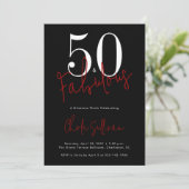Fifty and Fabulous Red Black 50th Birthday Party 招待状 (スタンド正面)