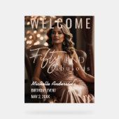 Fifty and Fabulous Rose Gold Acrylic Table Sign  アクリルサイン (正面)