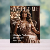 Fifty and Fabulous Rose Gold Acrylic Table Sign  アクリルサイン (ニュートラル)