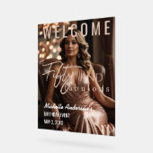 Fifty and Fabulous Rose Gold Acrylic Table Sign  アクリルサイン (傾斜)