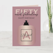 Fifty And Fabulous Rose Gold Perfume Birthday  カード (正面)