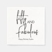 Fifty and Fabulous Script 50歳の誕生日パーティー スタンダードカクテルナプキン (正面)