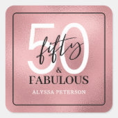 Fifty and Fabulous Script 50th Birthday スクエアシール (正面)