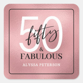 Fifty and Fabulous Script 50th Birthday スクエアシール