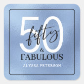 Fifty and Fabulous Script 50th Birthday スクエアシール (正面)