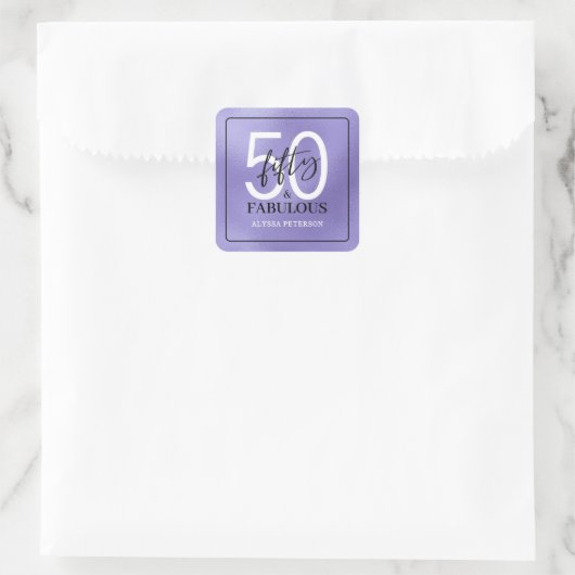 Fifty and Fabulous Script 50th Birthday スクエアシール (バッグ)