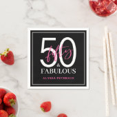 Fifty and Fabulous Script 50th Birthday スタンダードカクテルナプキン (インサイチュ)