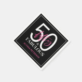 Fifty and Fabulous Script 50th Birthday スタンダードカクテルナプキン (角)