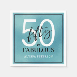 Fifty and Fabulous Script 50th Birthday スタンダードカクテルナプキン