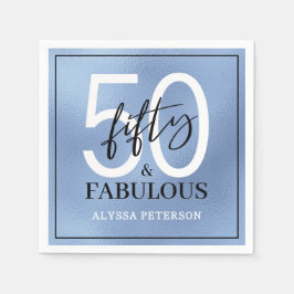 Fifty and Fabulous Script 50th Birthday スタンダードカクテルナプキン