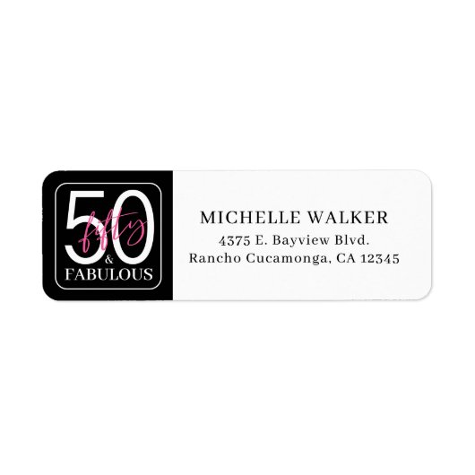 Fifty and Fabulous Script 50th Birthday ラベル (正面)