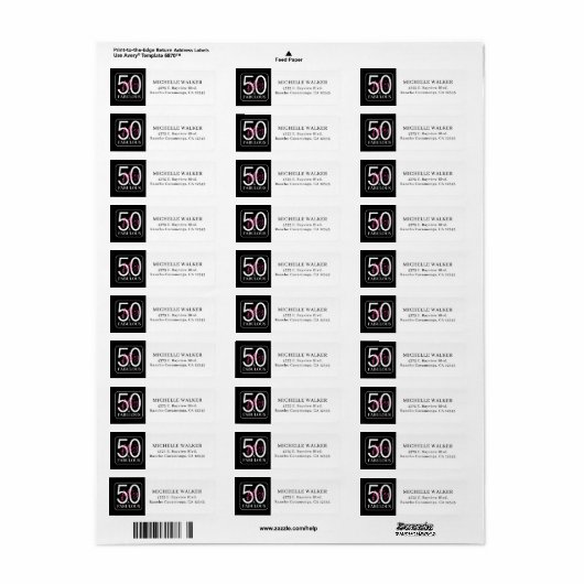 Fifty and Fabulous Script 50th Birthday ラベル (フルシート)