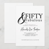 Fifty and Fabulous Script 50th Birthday Party 招待状 (正面/裏面)