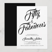 Fifty and Fabulous Script 50th Birthday Party 招待状 (正面/裏面)