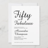 Fifty and Fabulous Script 50th Birthday Party 招待状 (正面)