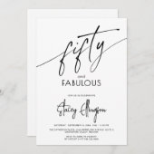 Fifty and Fabulous Script 50th Birthday Party 招待状 (正面/裏面)