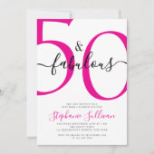 Fifty and Fabulous Script 50th Birthday Party 招待状 (正面)