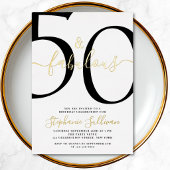 Fifty and Fabulous Script 50th Birthday Party  箔招待状