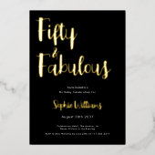 Fifty and Fabulous Script 50th Birthday Party 箔招待状 (正面)