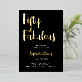 Fifty and Fabulous Script 50th Birthday Party 箔招待状