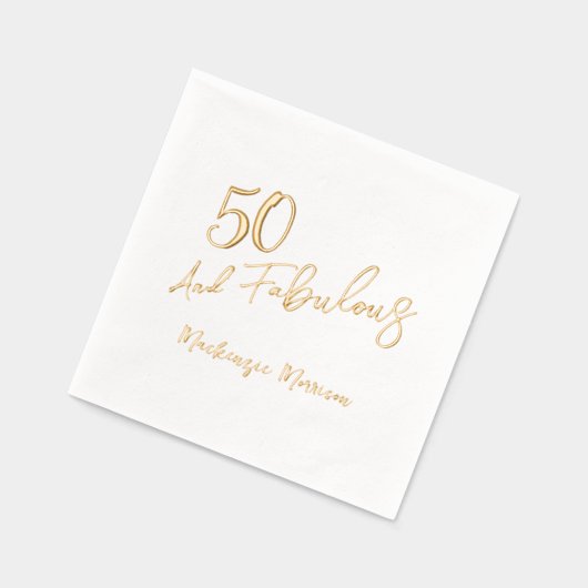 Fifty and Fabulous Script Birthday 箔ナプキン (左)
