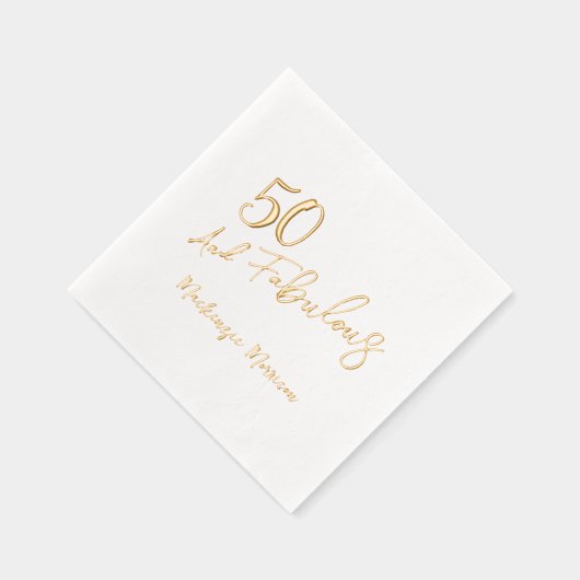 Fifty and Fabulous Script Birthday 箔ナプキン (右)