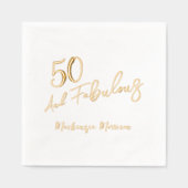 Fifty and Fabulous Script Birthday 箔ナプキン (正面)