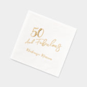Fifty and Fabulous Script Birthday Party 箔ナプキン (左)
