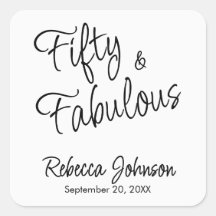 Fifty and Fabulous Script Black 50th Birthday