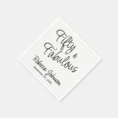 Fifty and Fabulous Script Black 50th Birthday スタンダードカクテルナプキン (角)