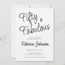 Fifty and Fabulous Script Black 50th Birthday