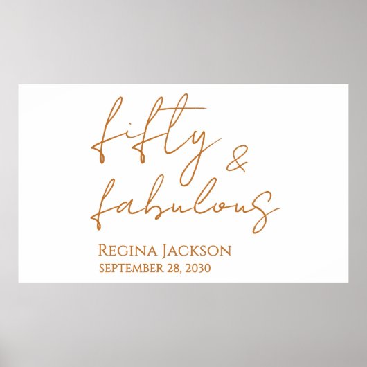 Fifty And Fabulous Script Gold 50th Birthday Party ポスター (正面)