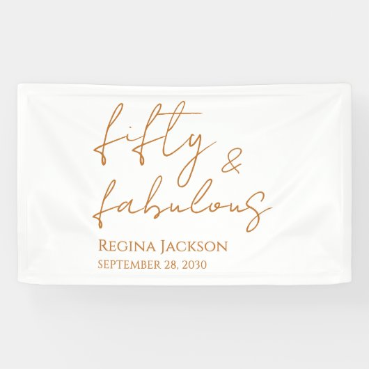 Fifty And Fabulous Script Gold 50th Birthday Party 横断幕 (横)