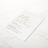 Fifty And Fabulous Script Gold 50th Birthday Party 箔招待状 (回転した状態)