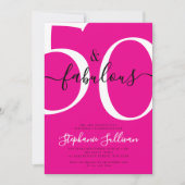 Fifty and Fabulous Script Pink 50th Birthday Party 招待状 (正面)