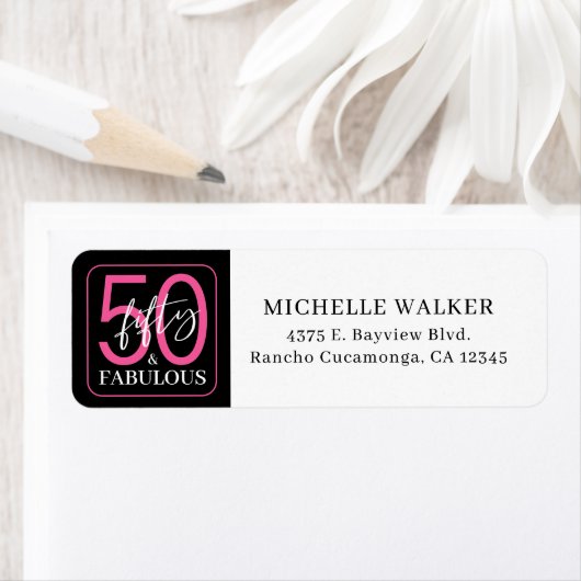Fifty and Fabulous Script Return Address Labels ラベル (インサイチュ)