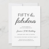 Fifty and Fabulous Script Text 50th Birthday Party 招待状 (正面)
