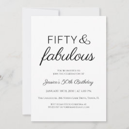 Fifty and Fabulous Script Text 50th Birthday Party 招待状