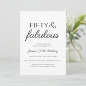 Fifty and Fabulous Script Text 50th Birthday Party 招待状 (スタンド正面)