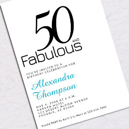 Fifty and Fabulous Turquoise 50th Birthday Party 招待状