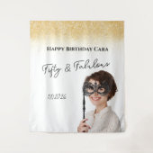 Fifty Birthday custom photo タペストリー (正面)